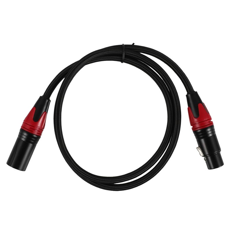 كابل ميكروفون XLR من سبائك الزنك الأحمر من ذكر إلى أنثى بطول 1 متر، كابل صوتي محمي مضفر - Image 1